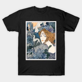 Art Nouveau Lady Print Retour T-Shirt